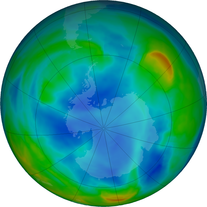Antarctic ozone map for 15 June 2023